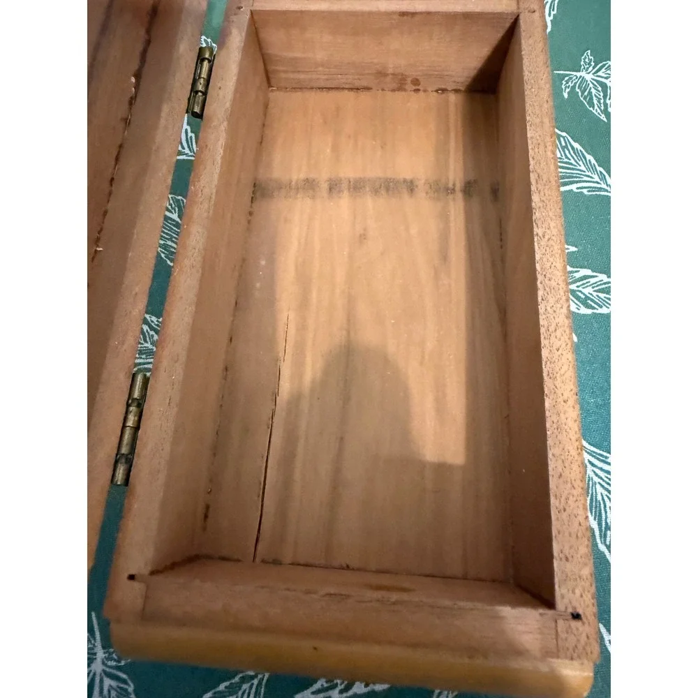 Handcrafted Mixed Wood Trinket Box Inlay Hinged Keepsake Jewelry Chest Brown MCM